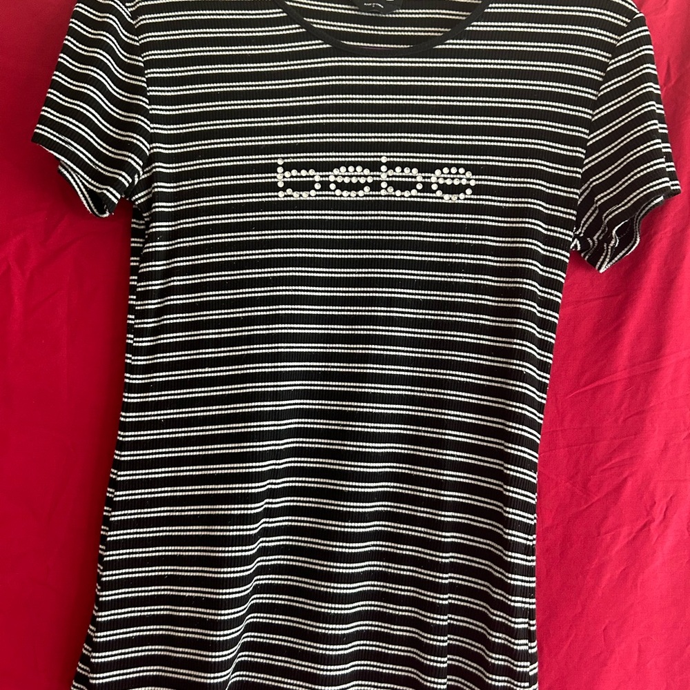 Bebe Black and White Striped Top size Small
